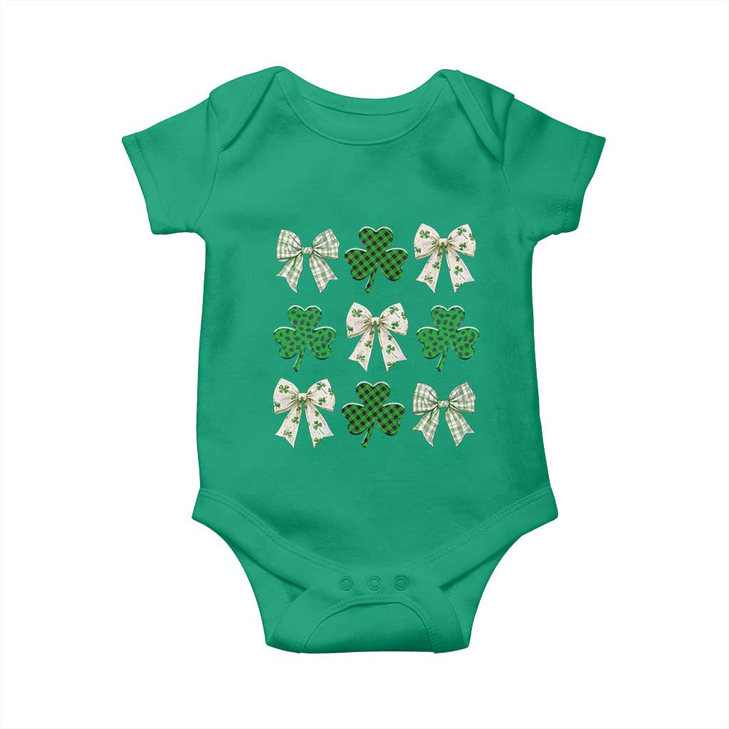 St Patricks Day Lucky Coquette Baby Onesie Leopard Shamrocks Bow Irish Gift TS10 Irish Green Print Your Wear