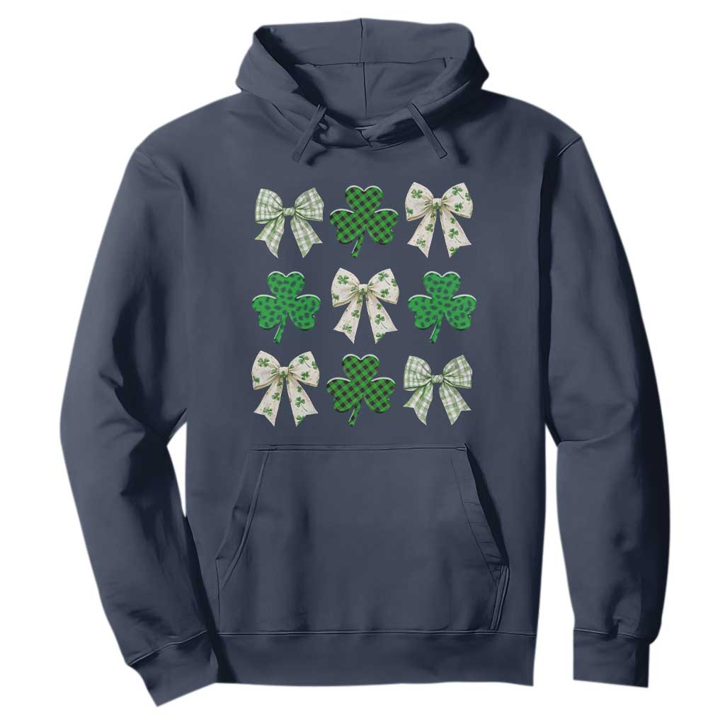 St Patricks Day Lucky Coquette Hoodie Leopard Shamrocks Bow Irish Gift TS10 Navy Print Your Wear
