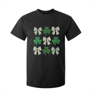 St Patricks Day Lucky Coquette T Shirt For Kid Leopard Shamrocks Bow Irish Gift TS10 Black Print Your Wear