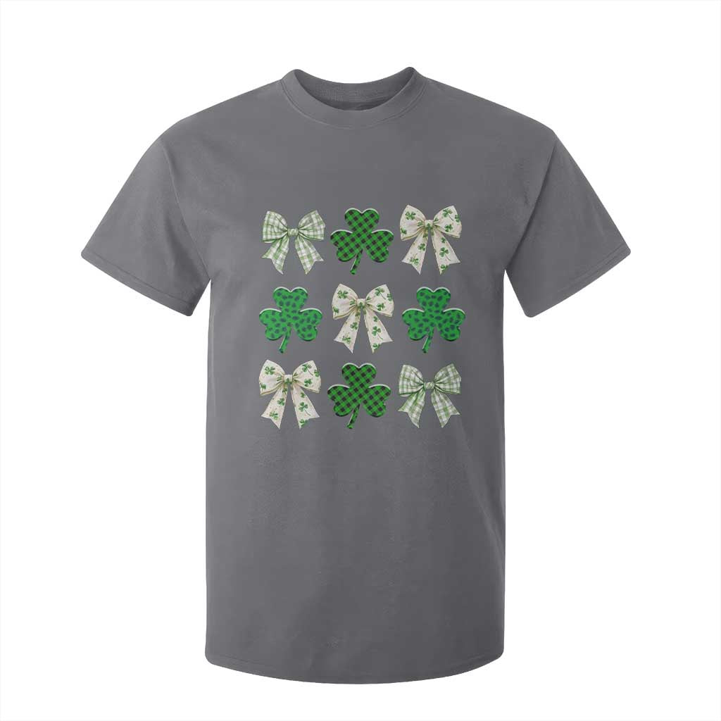 St Patricks Day Lucky Coquette T Shirt For Kid Leopard Shamrocks Bow Irish Gift TS10 Charcoal Print Your Wear