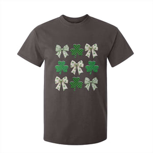 St Patricks Day Lucky Coquette T Shirt For Kid Leopard Shamrocks Bow Irish Gift TS10 Dark Chocolate Print Your Wear