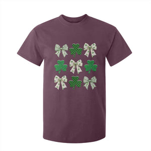 St Patricks Day Lucky Coquette T Shirt For Kid Leopard Shamrocks Bow Irish Gift TS10 Maroon Print Your Wear