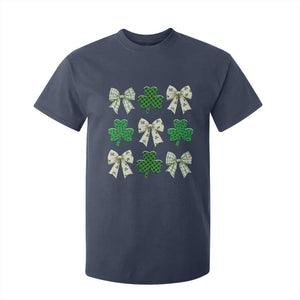 St Patricks Day Lucky Coquette T Shirt For Kid Leopard Shamrocks Bow Irish Gift TS10 Navy Print Your Wear