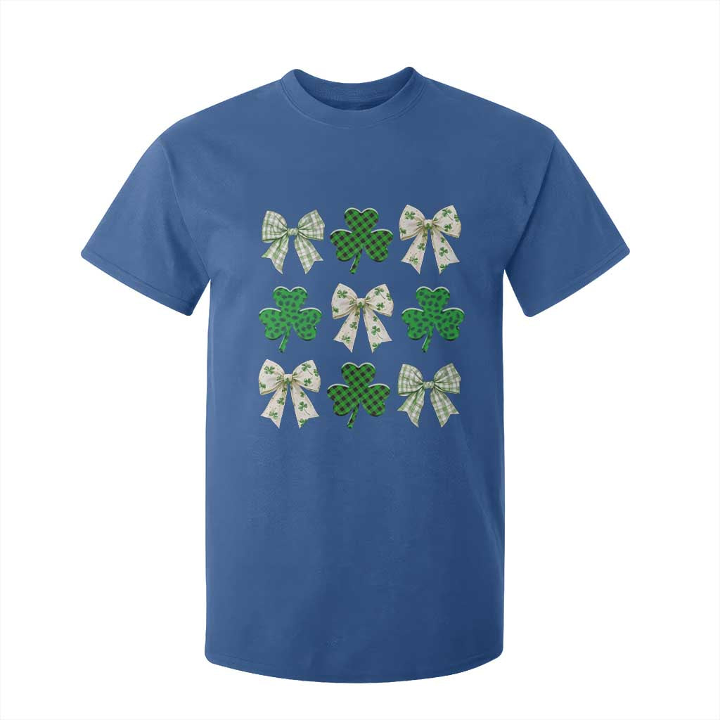 St Patricks Day Lucky Coquette T Shirt For Kid Leopard Shamrocks Bow Irish Gift TS10 Royal Blue Print Your Wear