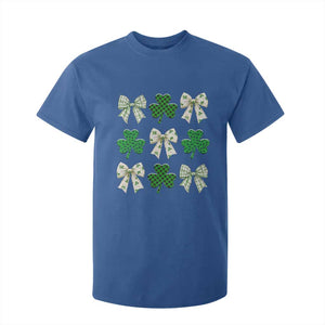St Patricks Day Lucky Coquette T Shirt For Kid Leopard Shamrocks Bow Irish Gift TS10 Royal Blue Print Your Wear