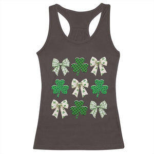 St Patricks Day Lucky Coquette Racerback Tank Top Leopard Shamrocks Bow Irish Gift TS10 Dark Chocolate Print Your Wear