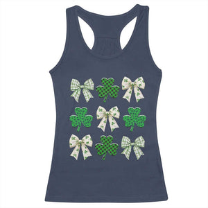 St Patricks Day Lucky Coquette Racerback Tank Top Leopard Shamrocks Bow Irish Gift TS10 Navy Print Your Wear