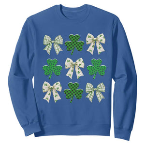 St Patricks Day Lucky Coquette Sweatshirt Leopard Shamrocks Bow Irish Gift TS10 Royal Blue Print Your Wear
