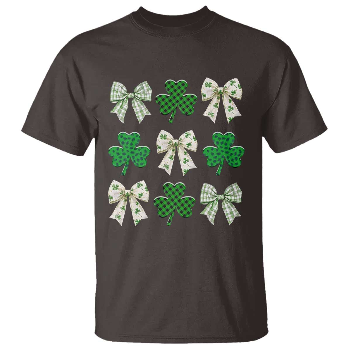 St Patricks Day Lucky Coquette T Shirt Leopard Shamrocks Bow Irish Gift TS10 Dark Chocolate Print Your Wear
