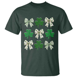 St Patricks Day Lucky Coquette T Shirt Leopard Shamrocks Bow Irish Gift TS10 Dark Forest Green Print Your Wear