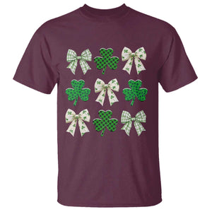 St Patricks Day Lucky Coquette T Shirt Leopard Shamrocks Bow Irish Gift TS10 Maroon Print Your Wear