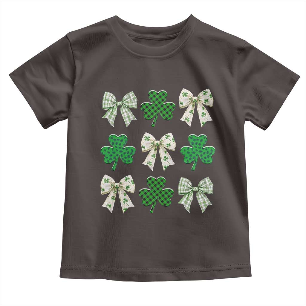 St Patricks Day Lucky Coquette Toddler T Shirt Leopard Shamrocks Bow Irish Gift TS10 Dark Chocolate Print Your Wear
