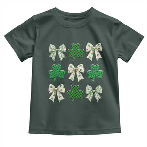 St Patricks Day Lucky Coquette Toddler T Shirt Leopard Shamrocks Bow Irish Gift TS10 Dark Forest Green Print Your Wear