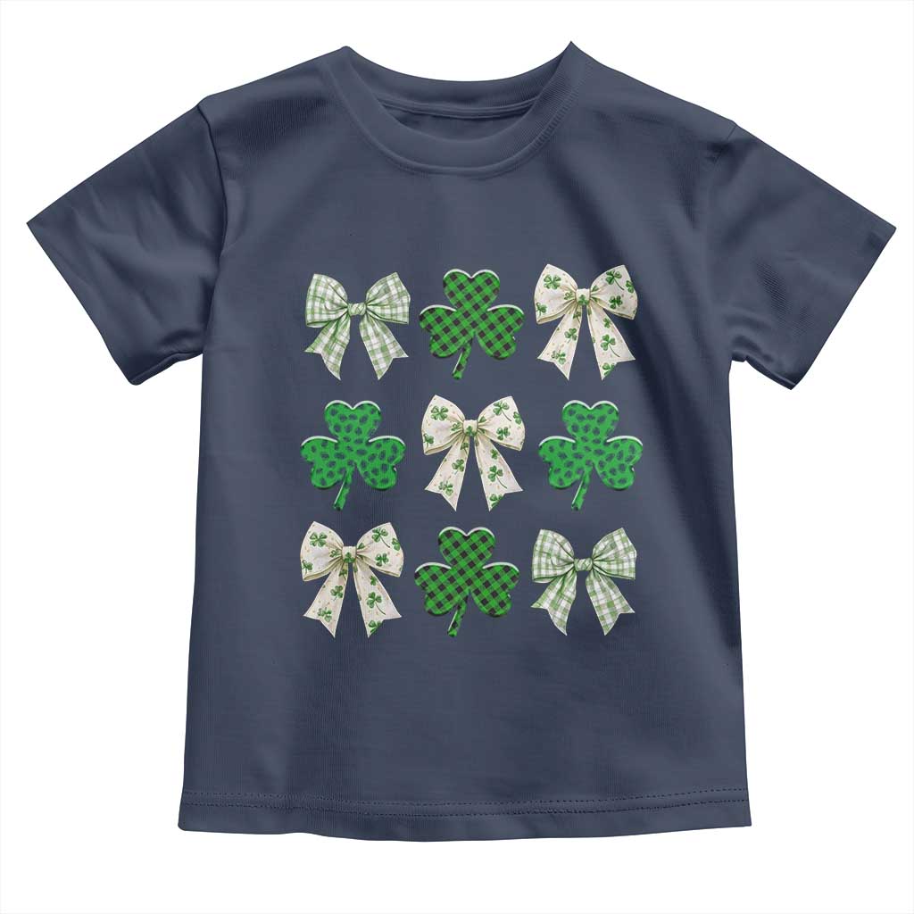 St Patricks Day Lucky Coquette Toddler T Shirt Leopard Shamrocks Bow Irish Gift TS10 Navy Print Your Wear