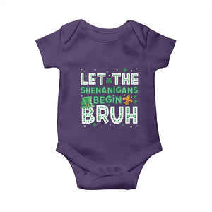Let The Shenanigans Begin Bruh Funny St. Patricks Day Baby Onesie TS10 Purple Print Your Wear