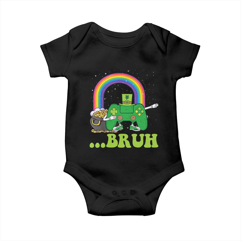 St Patricks Day Dabbing Video Game Controller Baby Onesie Irish Gamer Boys Dab Dance TS10 Black Print Your Wear