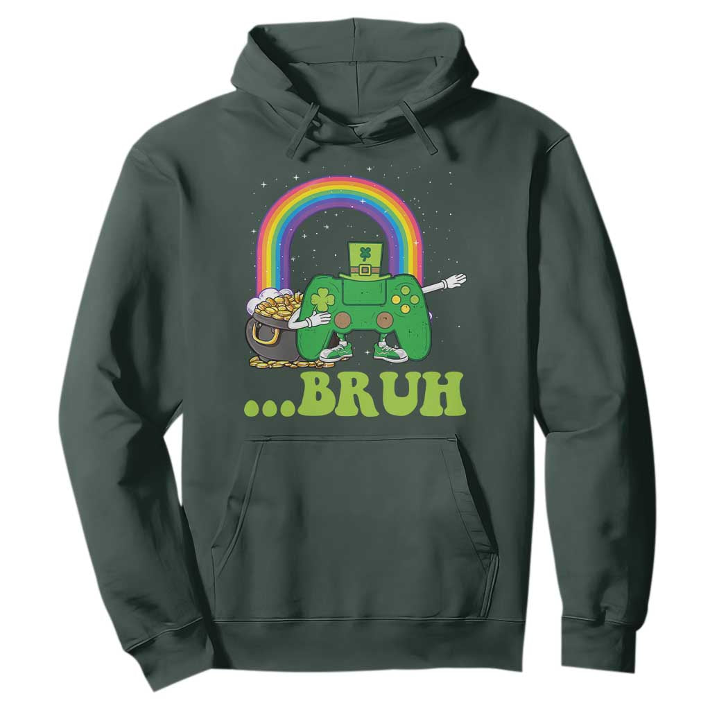 St Patricks Day Dabbing Video Game Controller Hoodie Irish Gamer Boys Dab Dance TS10 Dark Forest Green Print Your Wear
