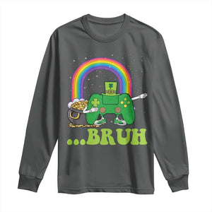 St Patricks Day Dabbing Video Game Controller Long Sleeve Shirt Irish Gamer Boys Dab Dance TS10 Dark Heather Print Your Wear
