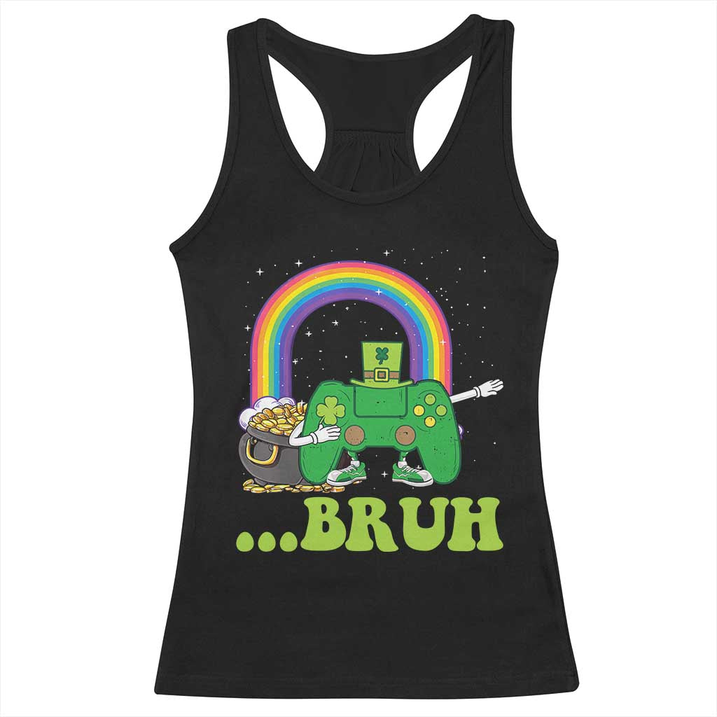 St Patricks Day Dabbing Video Game Controller Racerback Tank Top Irish Gamer Boys Dab Dance TS10 Black Print Your Wear