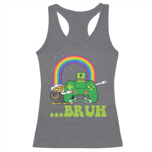 St Patricks Day Dabbing Video Game Controller Racerback Tank Top Irish Gamer Boys Dab Dance TS10 Charcoal Print Your Wear