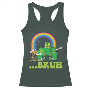 St Patricks Day Dabbing Video Game Controller Racerback Tank Top Irish Gamer Boys Dab Dance TS10 Dark Forest Green Print Your Wear