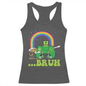 St Patricks Day Dabbing Video Game Controller Racerback Tank Top Irish Gamer Boys Dab Dance TS10 Dark Heather Print Your Wear