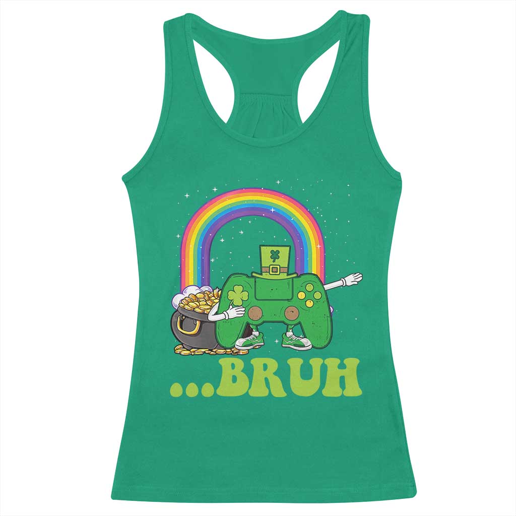 St Patricks Day Dabbing Video Game Controller Racerback Tank Top Irish Gamer Boys Dab Dance TS10 Irish Green Print Your Wear