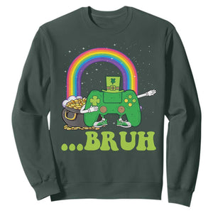 St Patricks Day Dabbing Video Game Controller Sweatshirt Irish Gamer Boys Dab Dance TS10 Dark Forest Green Print Your Wear