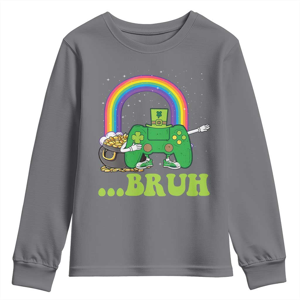 St Patricks Day Dabbing Video Game Controller Youth Sweatshirt Irish Gamer Boys Dab Dance TS10 Charcoal Print Your Wear