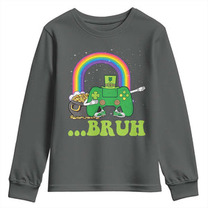St Patricks Day Dabbing Video Game Controller Youth Sweatshirt Irish Gamer Boys Dab Dance TS10 Dark Heather Print Your Wear
