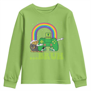 St Patricks Day Dabbing Video Game Controller Youth Sweatshirt Irish Gamer Boys Dab Dance TS10 Lime Print Your Wear
