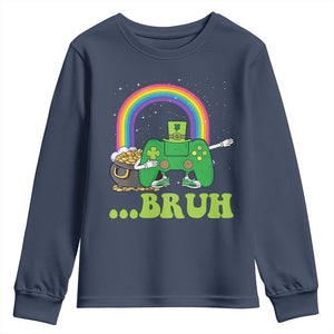 St Patricks Day Dabbing Video Game Controller Youth Sweatshirt Irish Gamer Boys Dab Dance TS10 Navy Print Your Wear