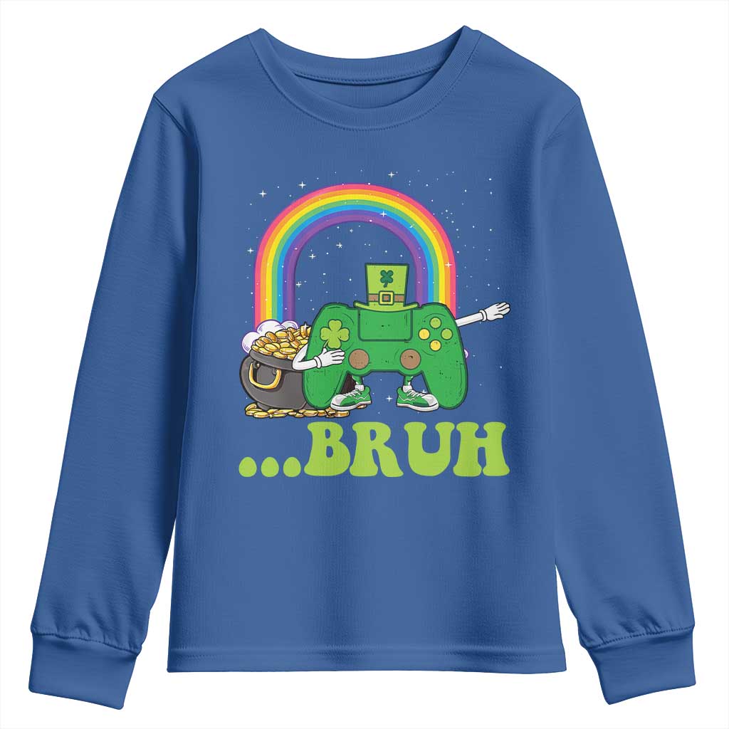 St Patricks Day Dabbing Video Game Controller Youth Sweatshirt Irish Gamer Boys Dab Dance TS10 Royal Blue Print Your Wear