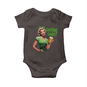 St. Patricks Day Baby Onesie Feeling Lucky Trendy Retro TS10 Dark Chocolate Print Your Wear