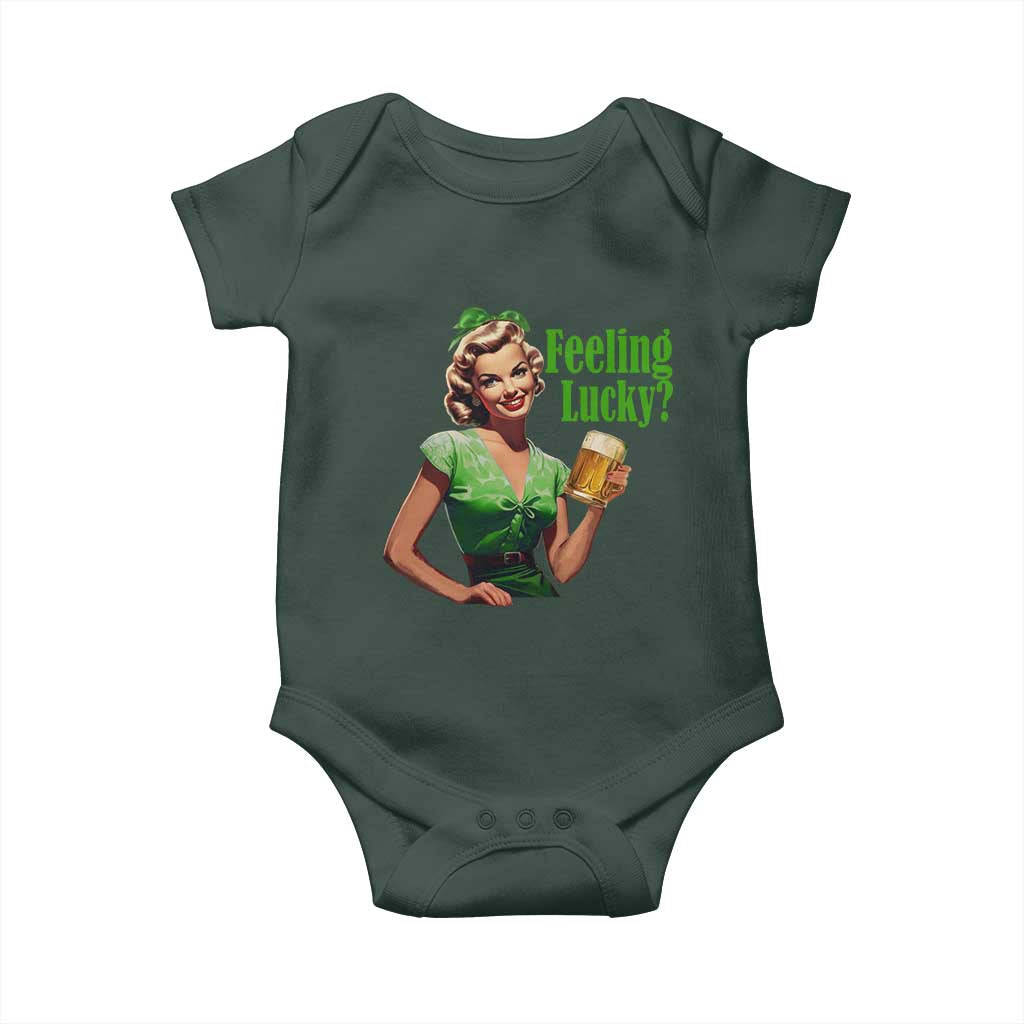 St. Patricks Day Baby Onesie Feeling Lucky Trendy Retro TS10 Print Your Wear