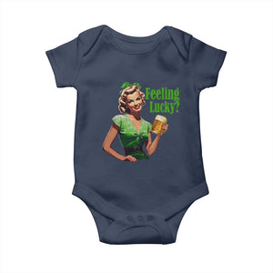 St. Patricks Day Baby Onesie Feeling Lucky Trendy Retro TS10 Navy Print Your Wear
