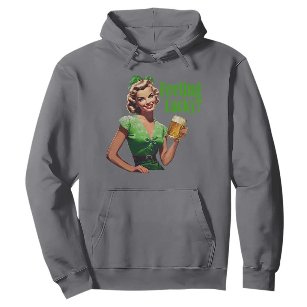 St. Patricks Day Hoodie Feeling Lucky Trendy Retro TS10 Charcoal Print Your Wear