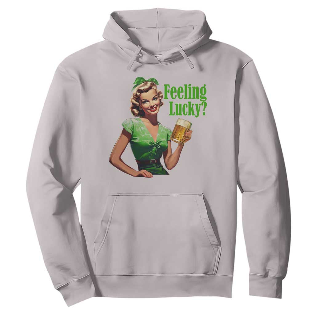 St. Patricks Day Hoodie Feeling Lucky Trendy Retro TS10 Ice Gray Print Your Wear