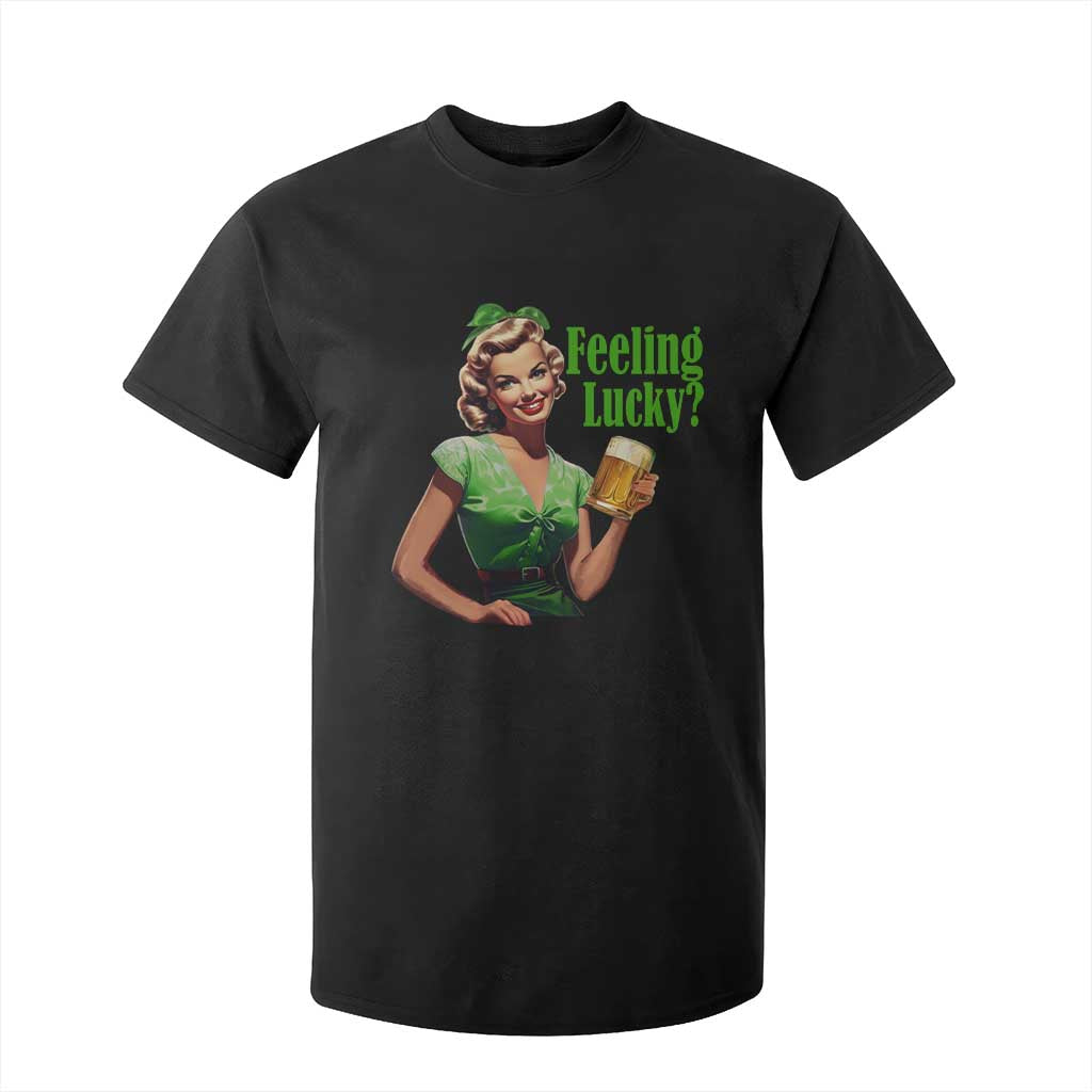 St. Patricks Day T Shirt For Kid Feeling Lucky Trendy Retro TS10 Black Print Your Wear