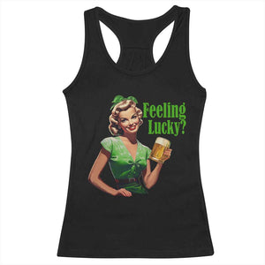 St. Patricks Day Racerback Tank Top Feeling Lucky Trendy Retro TS10 Black Print Your Wear