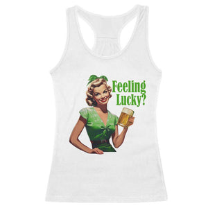 St. Patricks Day Racerback Tank Top Feeling Lucky Trendy Retro TS10 White Print Your Wear