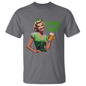 St. Patricks Day T Shirt Feeling Lucky Trendy Retro TS10 Charcoal Print Your Wear