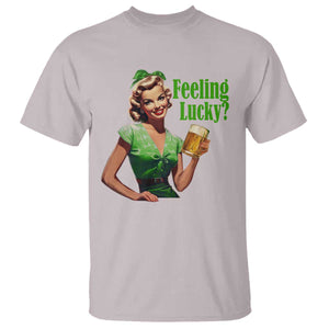 St. Patricks Day T Shirt Feeling Lucky Trendy Retro TS10 Ice Gray Print Your Wear