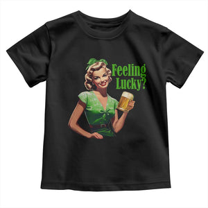 St. Patricks Day Toddler T Shirt Feeling Lucky Trendy Retro TS10 Black Print Your Wear