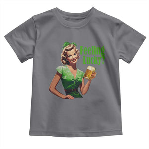 St. Patricks Day Toddler T Shirt Feeling Lucky Trendy Retro TS10 Charcoal Print Your Wear