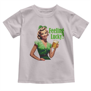 St. Patricks Day Toddler T Shirt Feeling Lucky Trendy Retro TS10 Ice Gray Print Your Wear