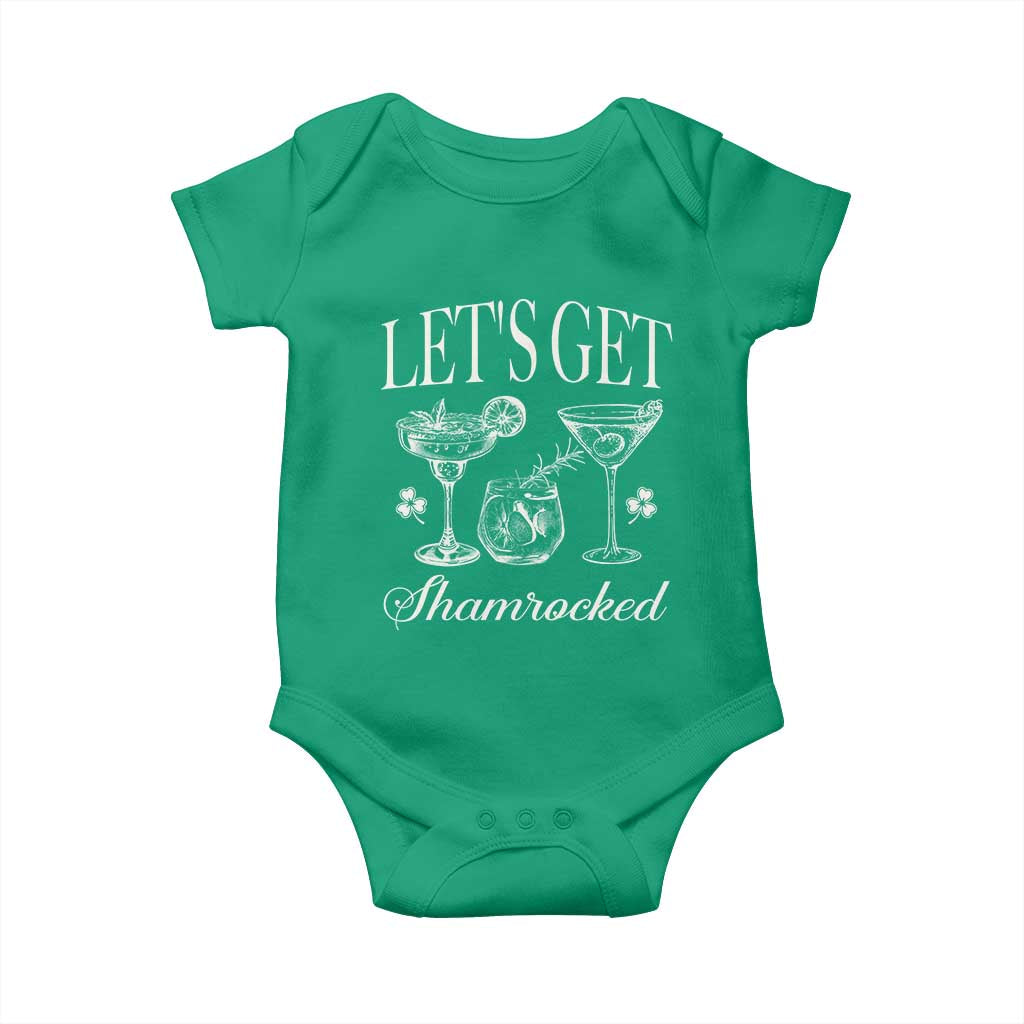 St Patricks Day Cocktail Baby Onesie Lets Get Shamrocked TS10 Irish Green Print Your Wear