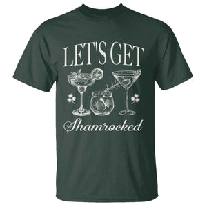 St Patricks Day Cocktail T Shirt Lets Get Shamrocked TS10 Dark Forest Green Print Your Wear