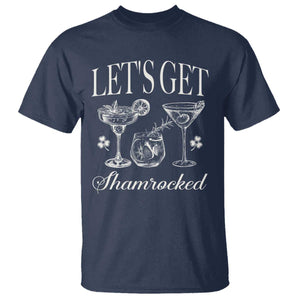 St Patricks Day Cocktail T Shirt Lets Get Shamrocked TS10 Navy Print Your Wear