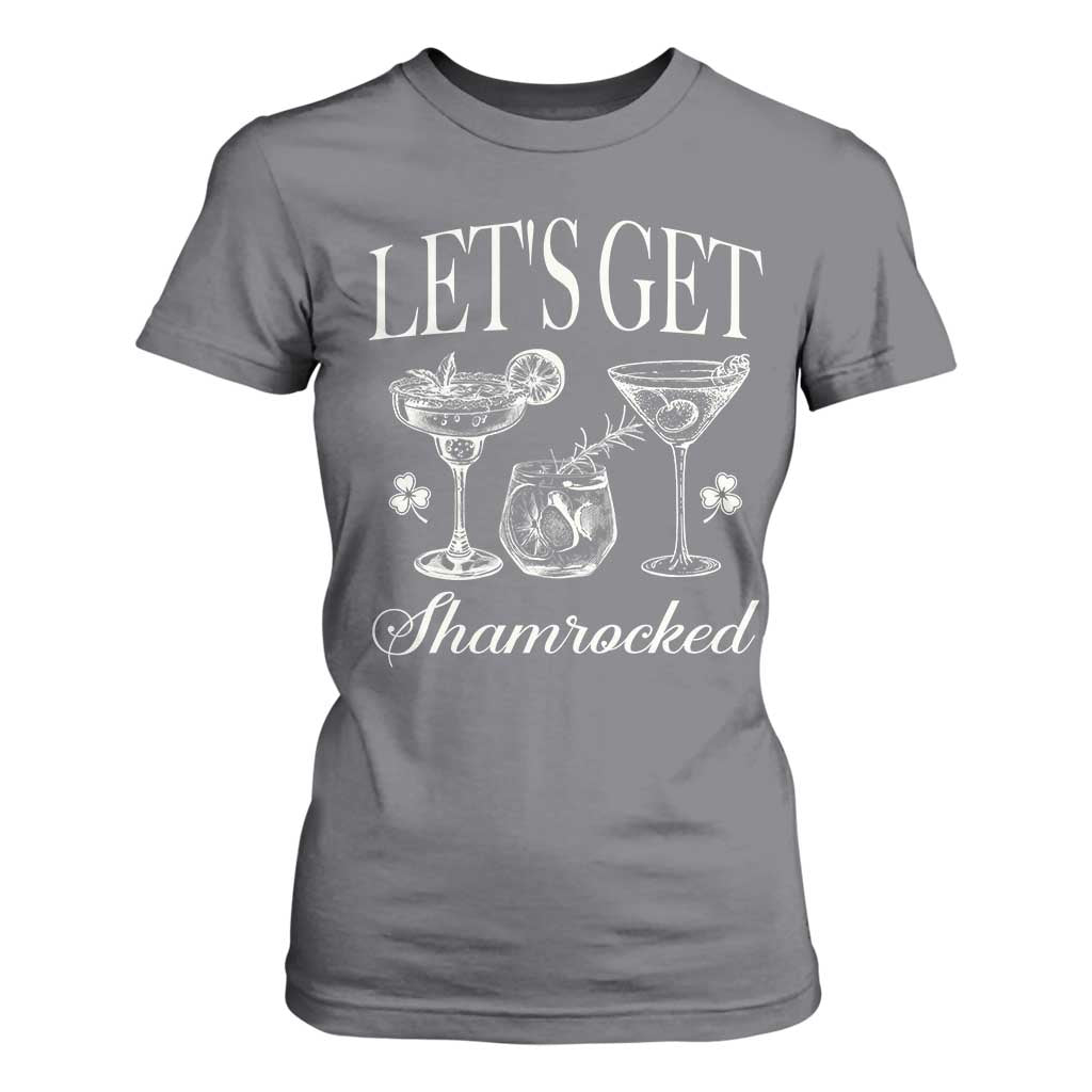 St Patricks Day Cocktail T Shirt For Women Lets Get Shamrocked TS10 Charcoal Print Your Wear